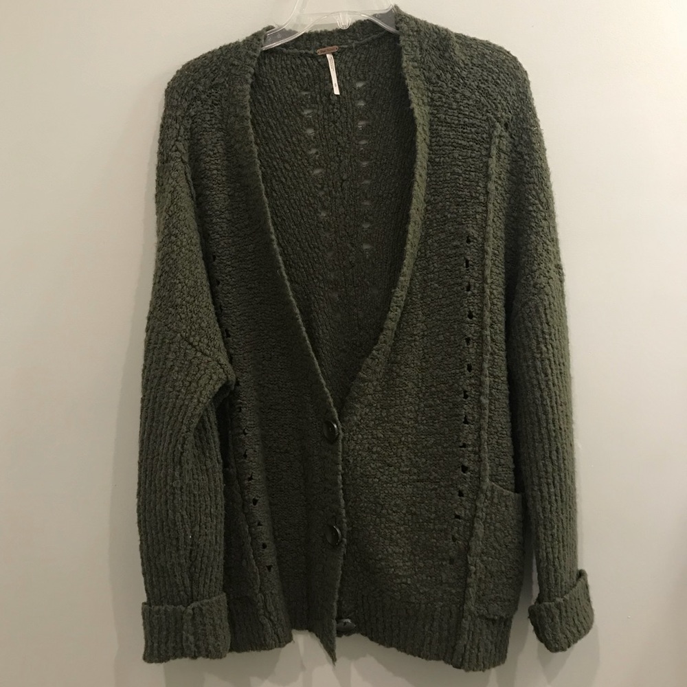 Free People Slouchy Cardigan (Olive Green)